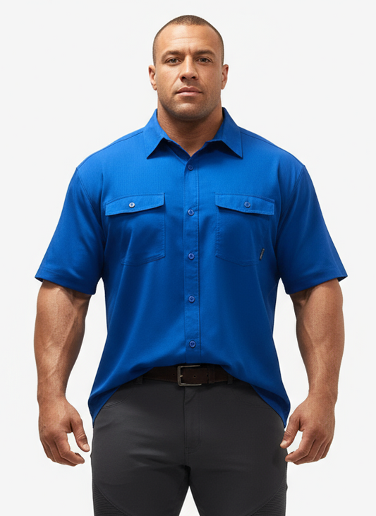 Camisa Columbia 🔹color azul royal con Omni Shade Manga corta Talla XXL