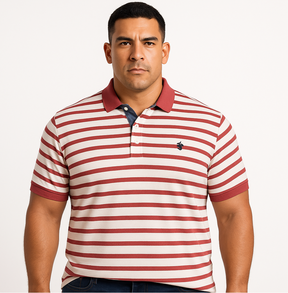 Camiseta Polo Brooks Brothers 🐑 con patrón de rayas en color rojo y blanco Talla XXL Entalle Slim Fit