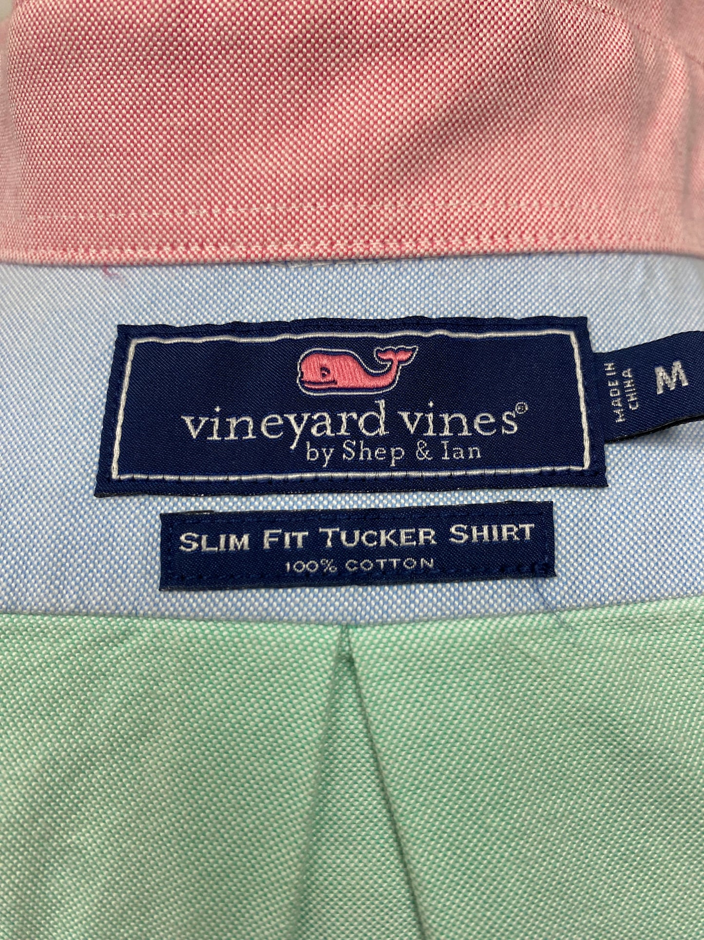 Camisa de botones Vineyard Vines 🐳 Oxford con franjas multicolor Talla M Entalle Slim Fit