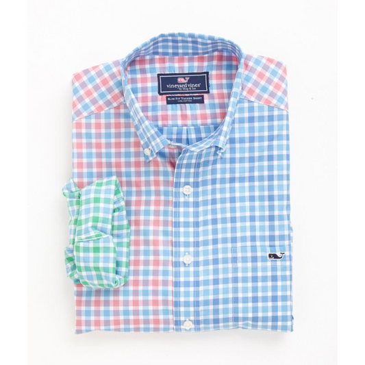 Camisa Vineyard Vines 🐳 de cuadros gingham multicolor Talla XXL Entalle Slim Fit