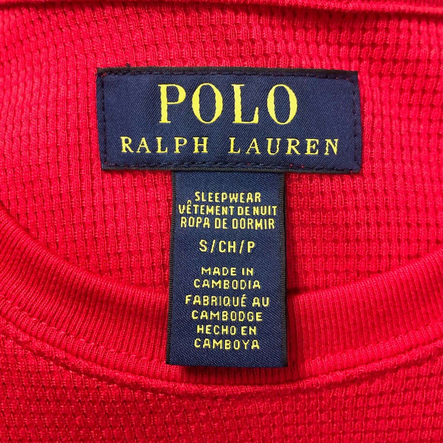 Camiseta cuello redondo Polo Ralph Lauren 🏇🏼 Waffle color rojo manga larga Talla S