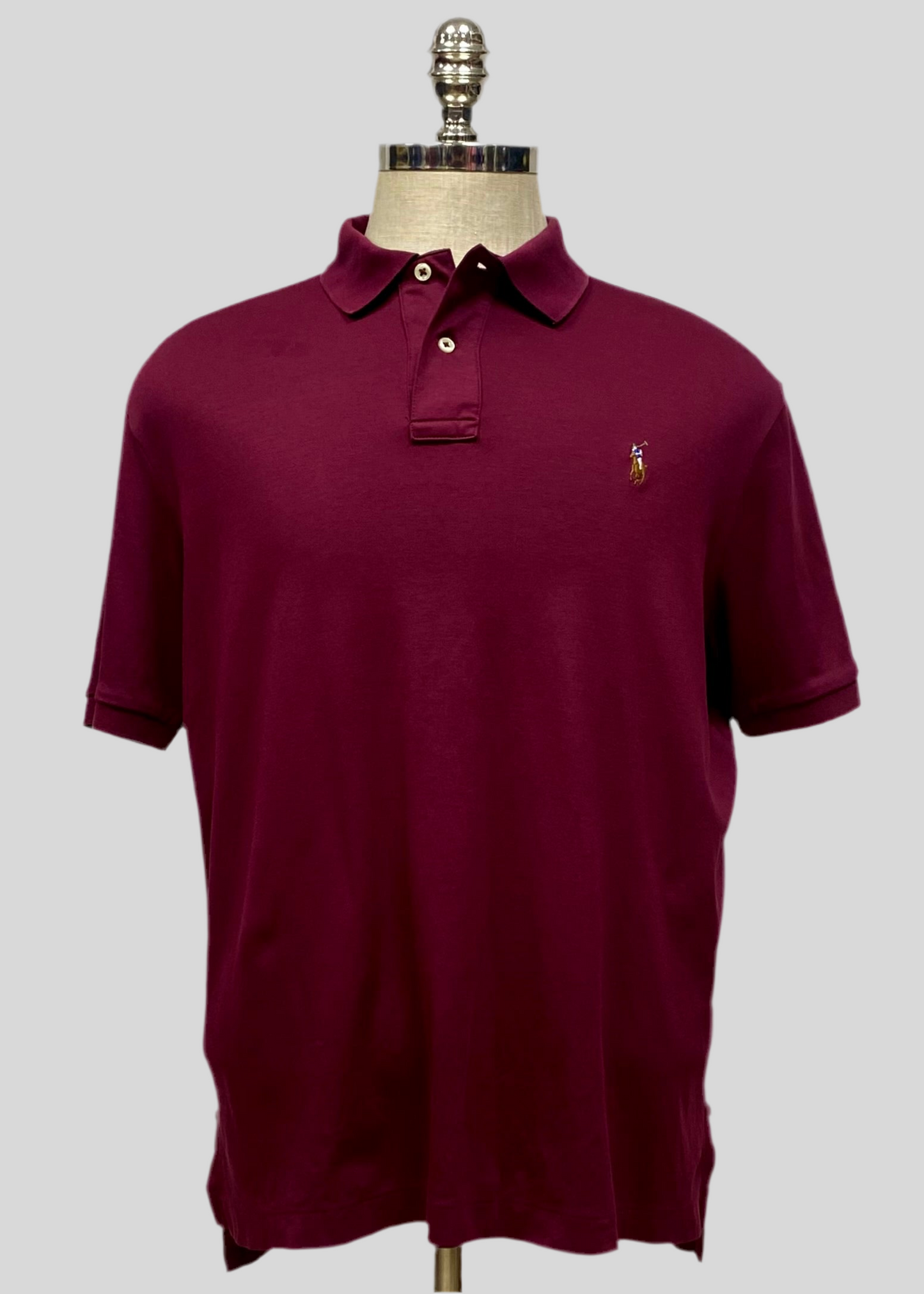 Camiseta Polo Ralph Lauren 🏇🏼 Pima color rojo oscuro Talla XL Entalle Clásico (ver descripción)
