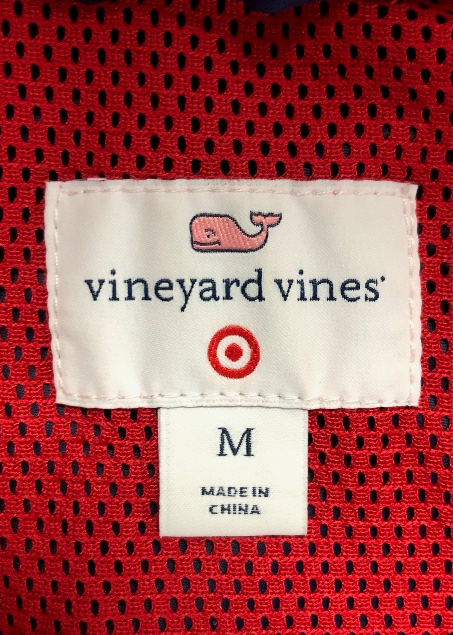 Jacket con capucha Vineyard Vines 🐳 color azul y rojo con zíper de 1/4 y logo tradicional Talla M