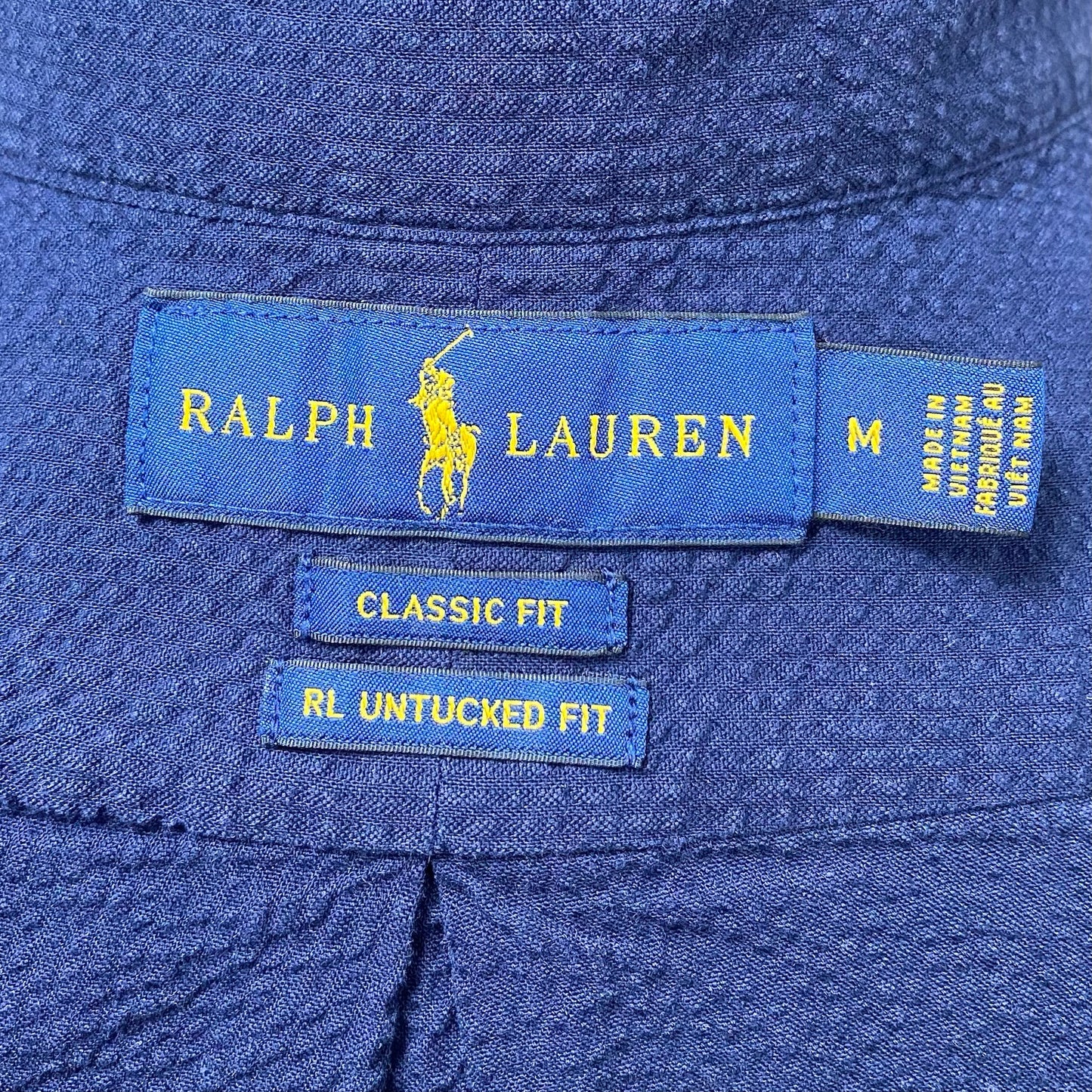 Camisa Polo Ralph Lauren 🏇🏼 Seersucker Color azul navy Talla M Entalle Clásico