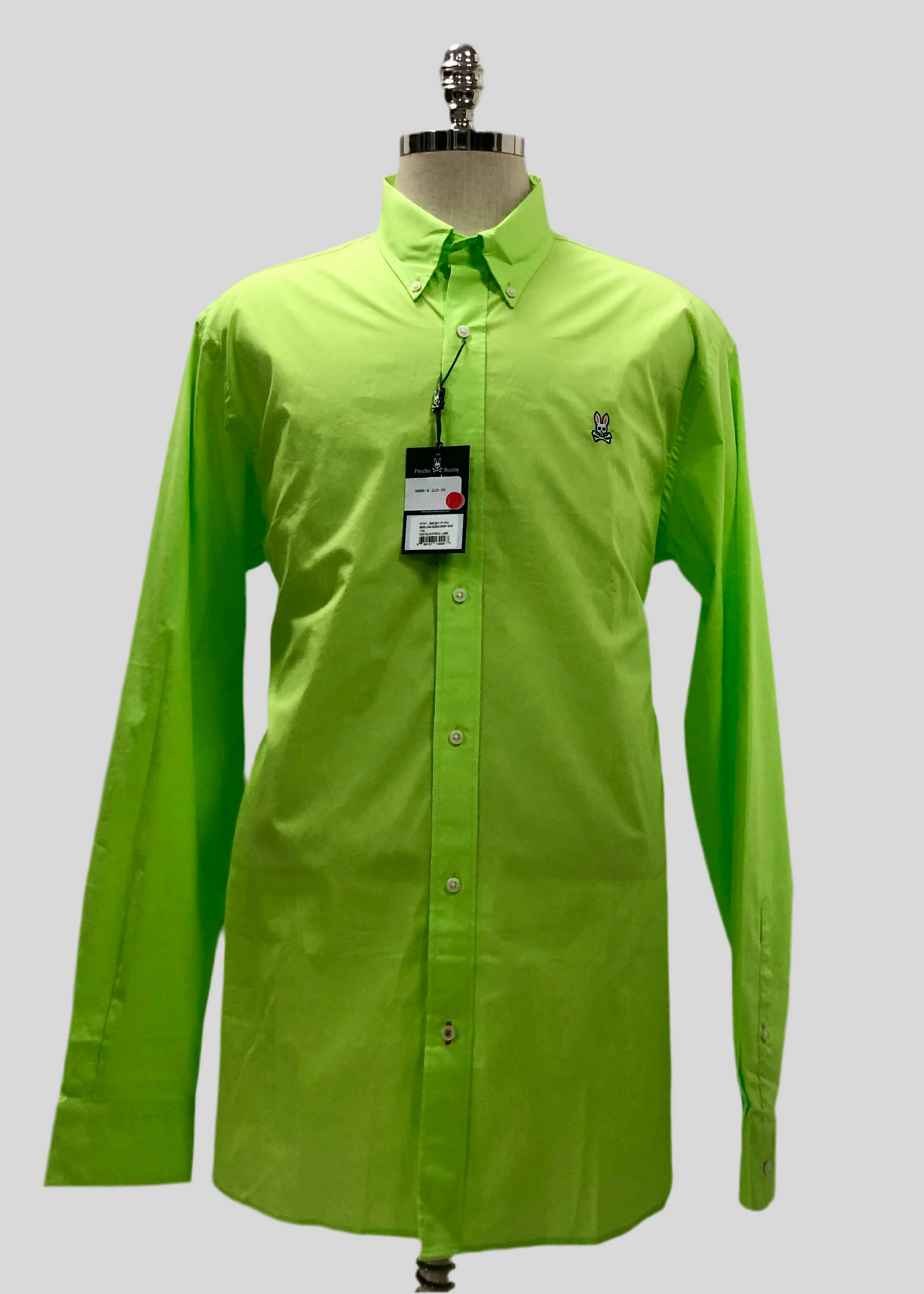 Camisa de botones Psycho Bunny 🐰  Color celeste verde neon con logo tradicional Talla L y XL Entalle Regular