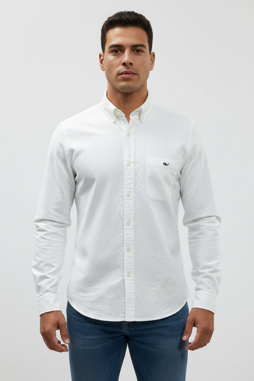 Camisa de botones Vineyard Vines 🐳 Oxford Color blanco Talla L Entalle Slim Fit