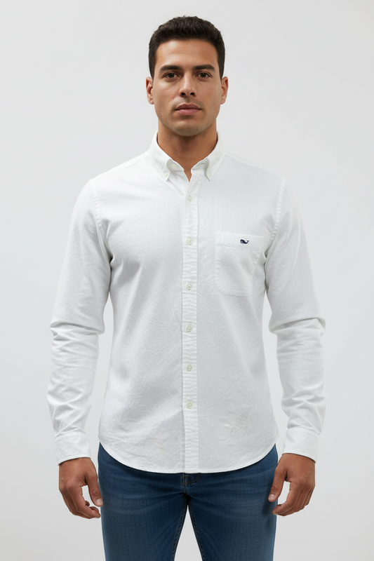 Camisa de botones Vineyard Vines 🐳 Oxford Color blanco Talla L Entalle Slim Fit