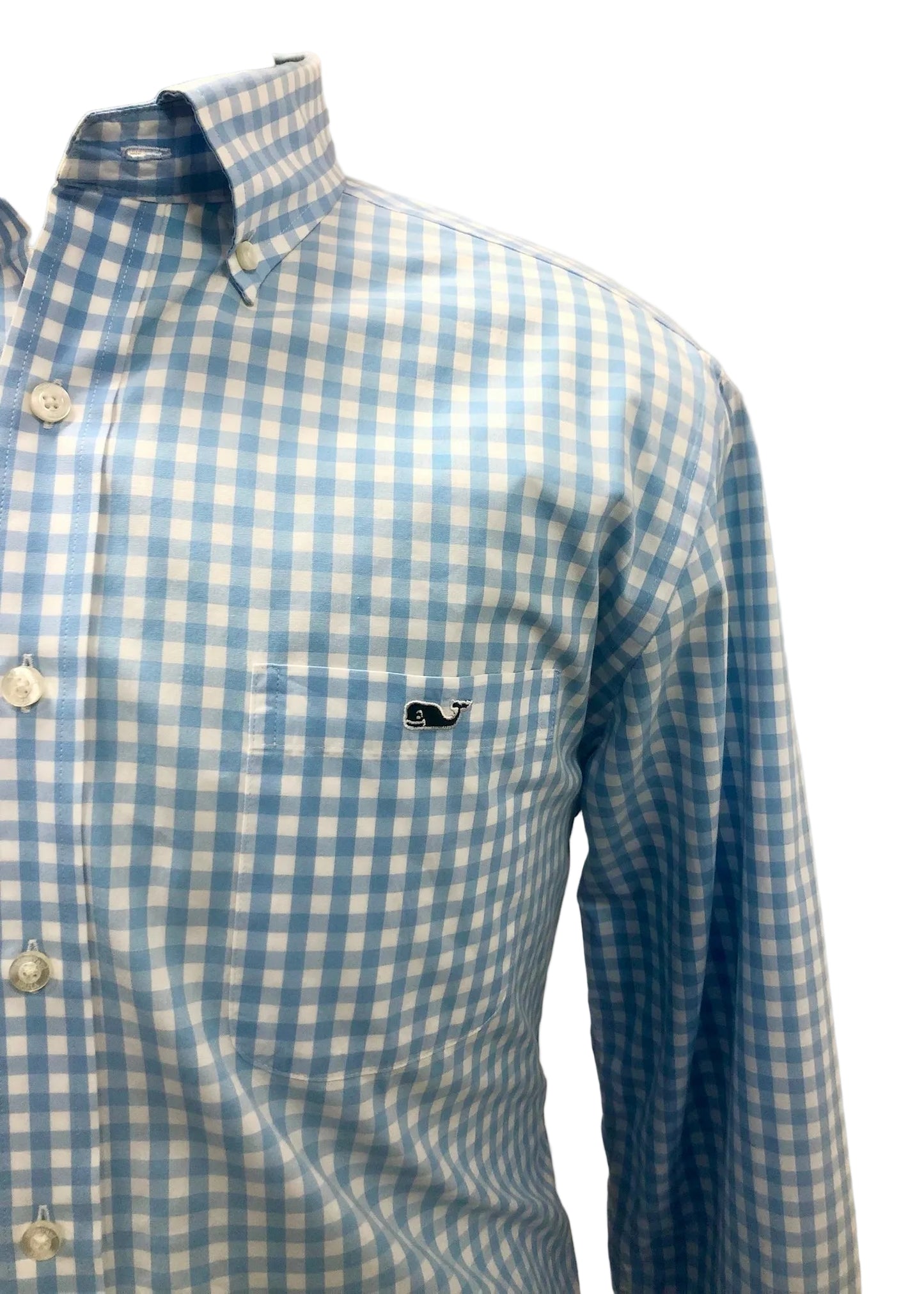 Camisa Vineyard Vines 🐳 Color blanco de cuadros en color blanco y azul Slim Fit Talla L