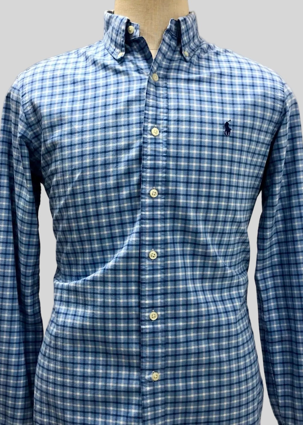 Camisa Polo Ralph Lauren 🏇🏼 De cuadros de color de azul, celeste y blanco Talla M Entalle Regular
