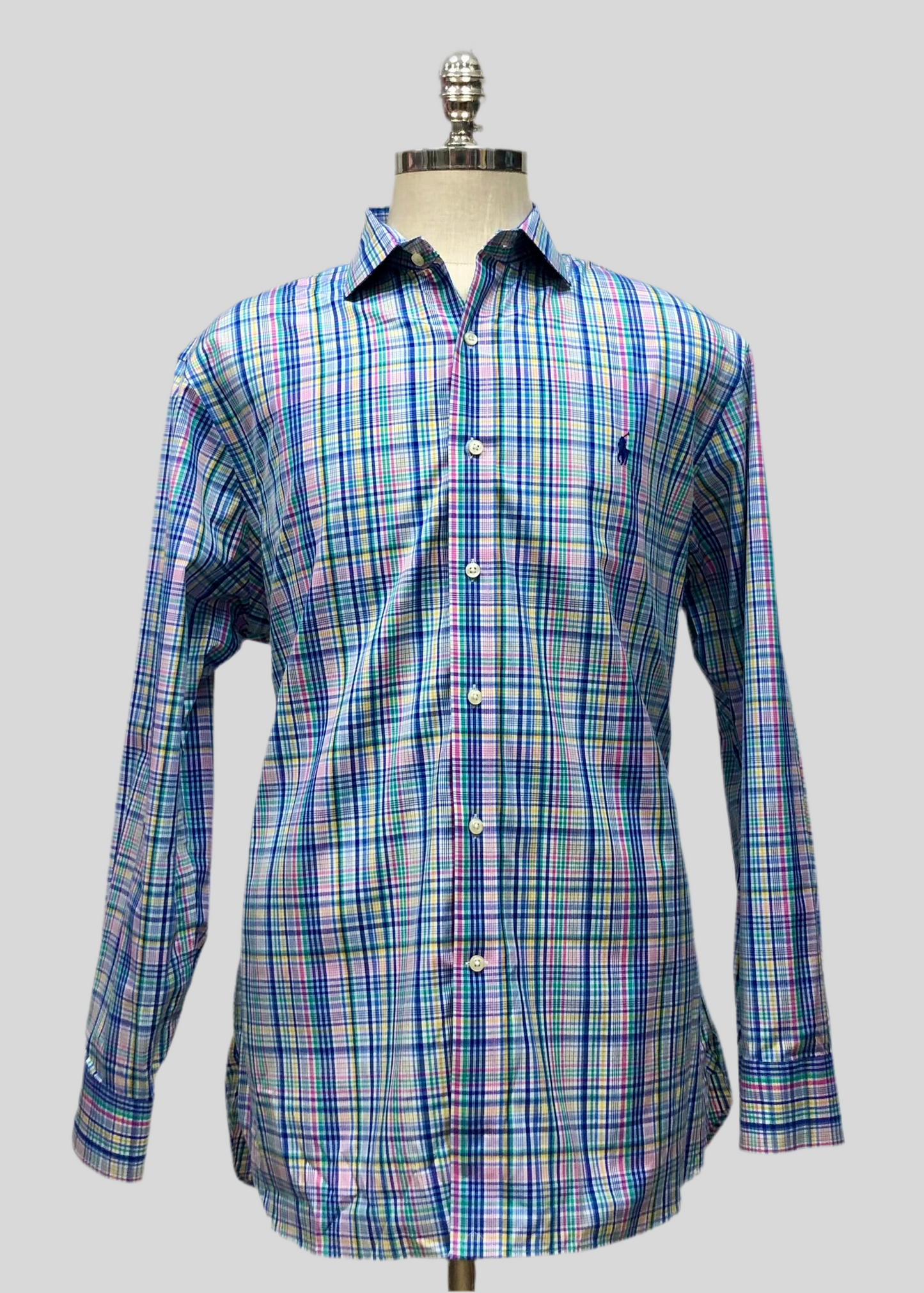 Camisa Polo Ralph Lauren 🏇🏼 con patron de cuadros tartan multicolor Talla XL Entalle Slim Fit