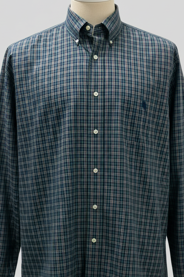 Camisa de botones Polo Ralph Lauren 🏇🏼 con cuadros en color verde oscuro, rojo y blanco Talla XL Entalle Regular