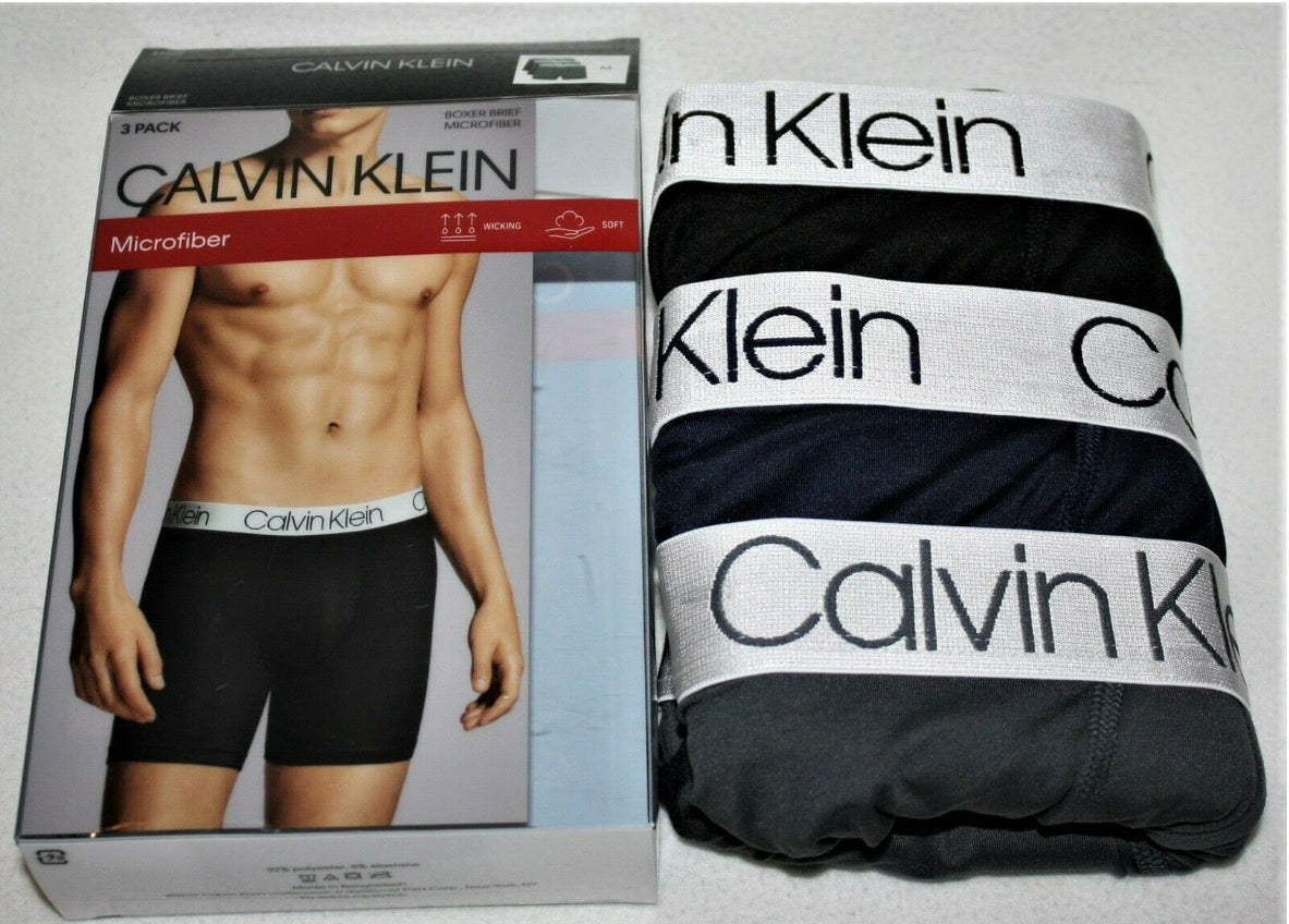 Paquete de 3 Calzoncillos tipo Boxer Calvin Klein de Microfibra en color negro - Tela ligera en Talla XL