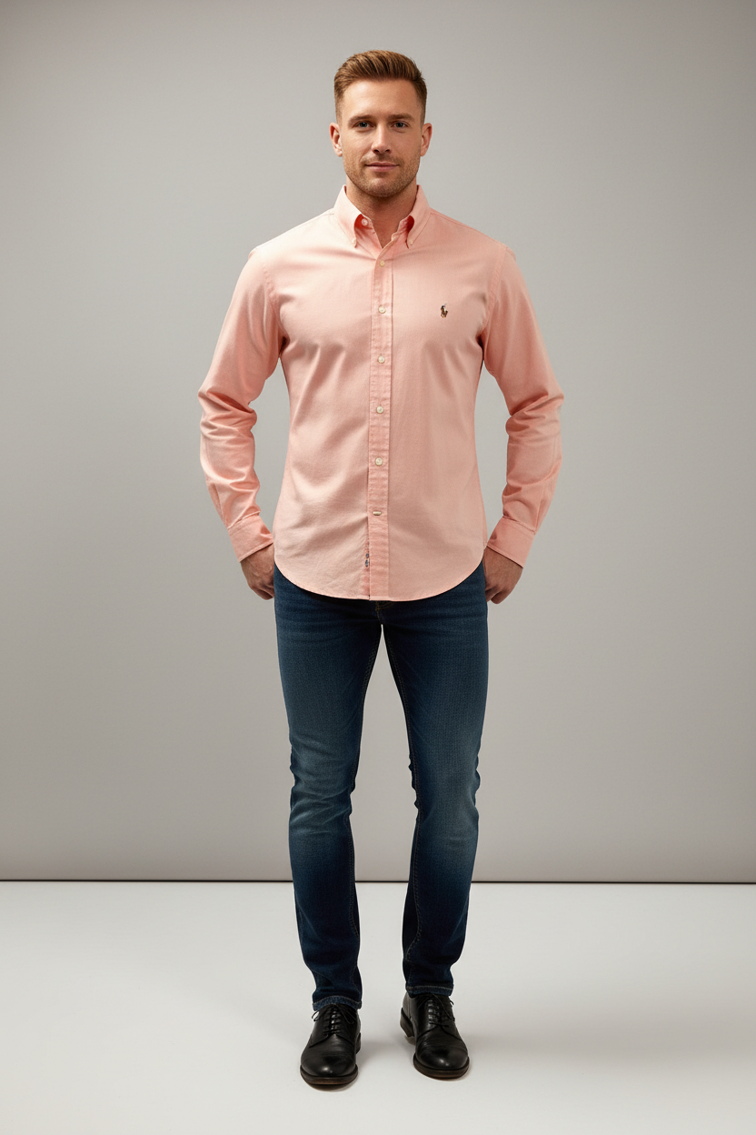 Camisa de botones Polo Ralph Lauren 🏇🏼 Oxford en color salmon Talla L Entalle Regular