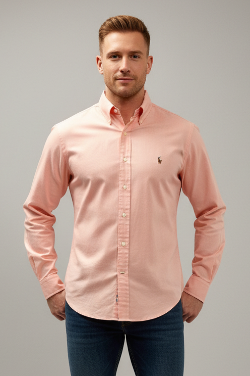 Camisa de botones Polo Ralph Lauren 🏇🏼 Oxford en color salmon Talla L Entalle Regular