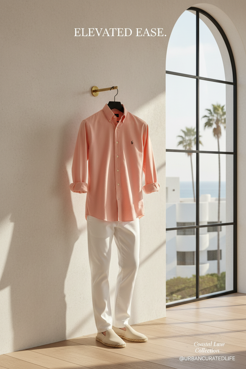 Camisa de botones Polo Ralph Lauren 🏇🏼 Oxford en color salmon Talla L Entalle Regular