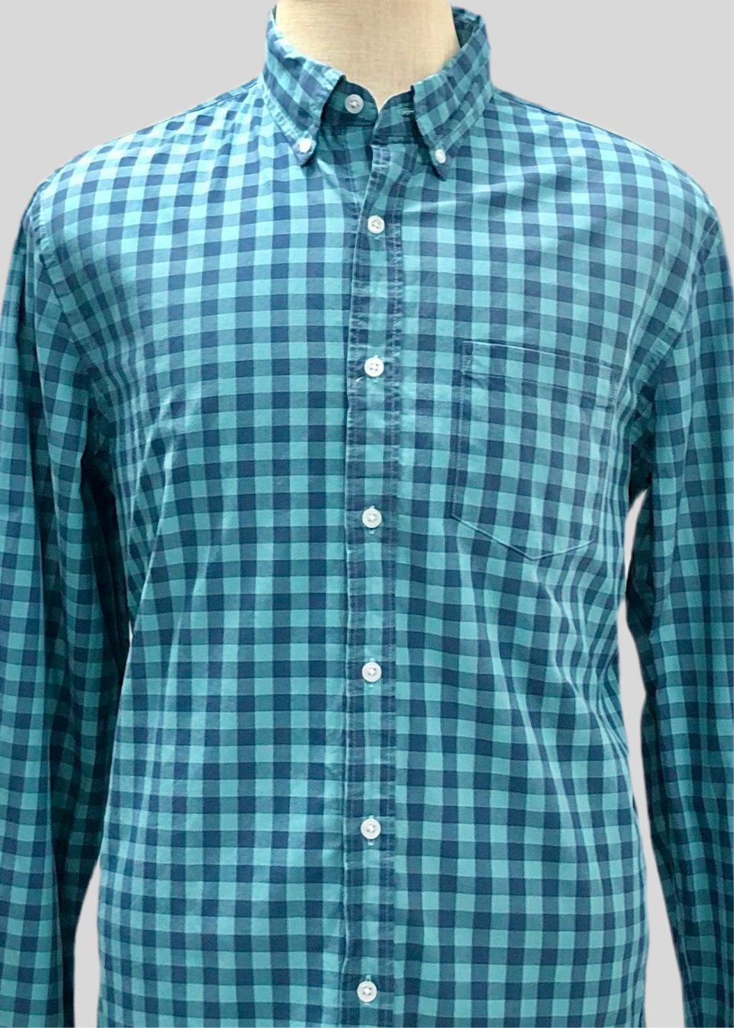 Camisa J.Crew 🇺🇸 con patrón de cuadros en color celeste y azul Talla L Entalle Slim Fit