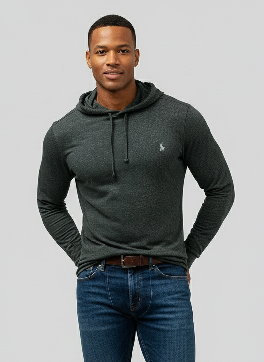 Sueter Jersey con capucha Polo Ralph Lauren 🏇🏼 color gira oscuro Talla L