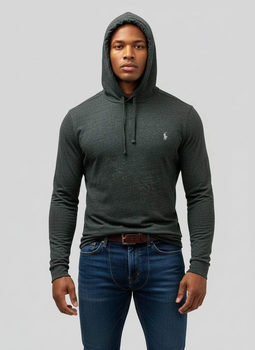 Sueter Jersey con capucha Polo Ralph Lauren 🏇🏼 color gira oscuro Talla L