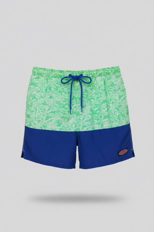 Short de baño Vineyard Vines 🐳 con diseño de palmeras en color verde y azul talla M