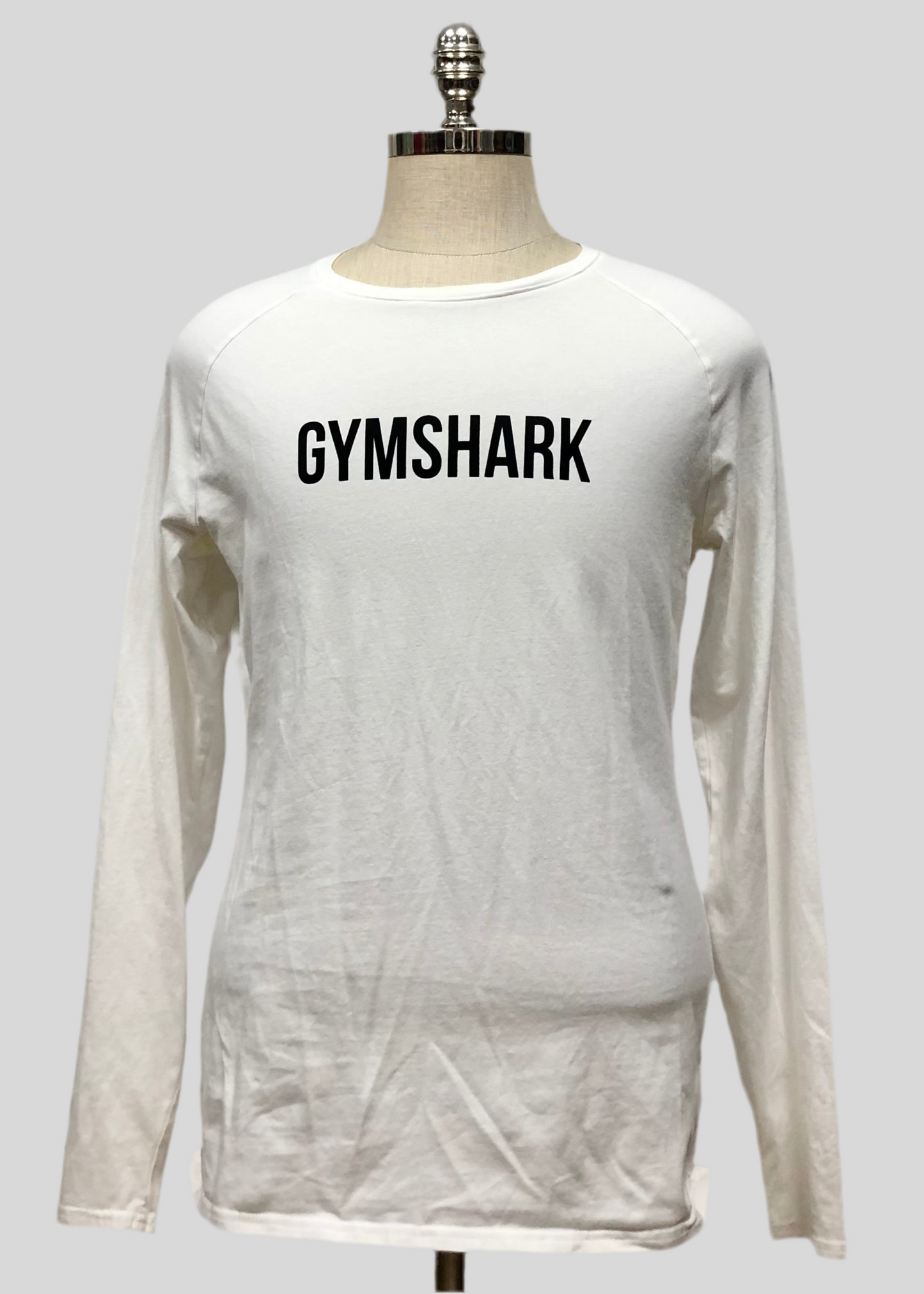 Camiseta de entrenamiento cuello redondo Gymshark 🏋🏽 color blanco manga larga, Talla XL