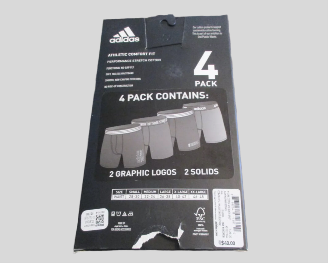 Boxers Briefs Adidas Tela Stretch Cotton color gris y rojo Talla L