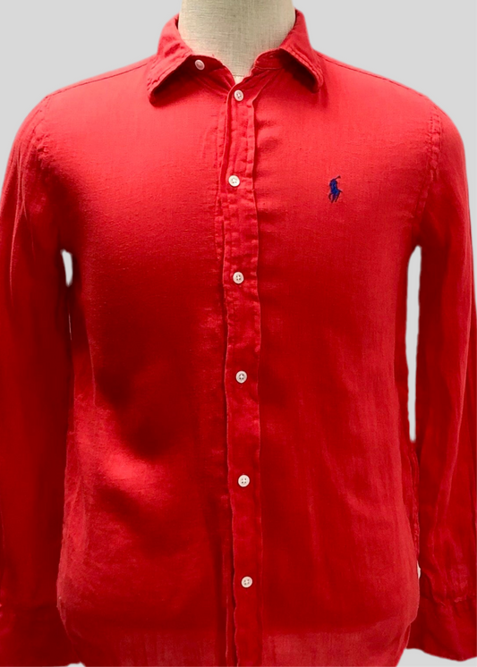 Camisa de botones Polo Ralph Lauren 🏇🏼 De Lino en color rojo Talla S Entalle Regular