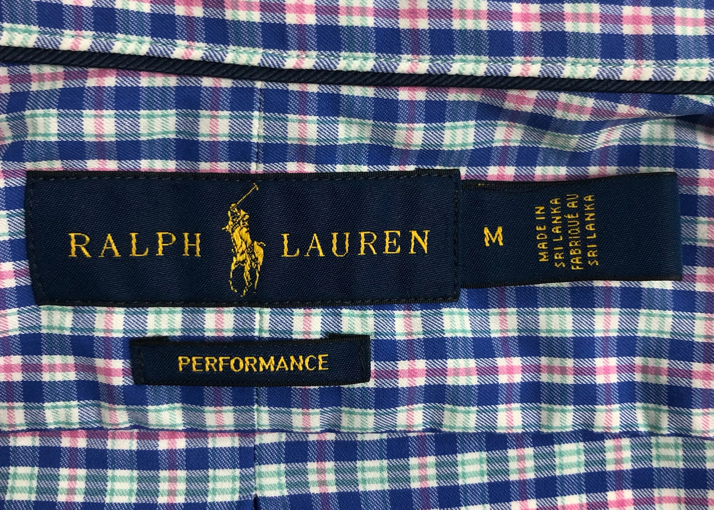 Camisa Polo Ralph Lauren 🏇🏼 color blanco con patron de cuadros rosado, verde y celeste Talla M Entalle Regular
