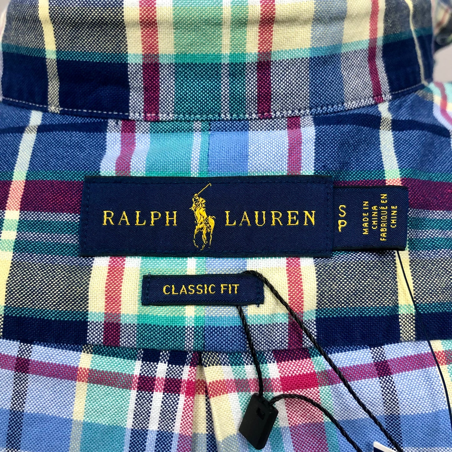 Camisa Polo Ralph Lauren 🏇🏼 con patron de cuadros tartán en color azul navy, verde y celeste  Talla S Entalle Clásico