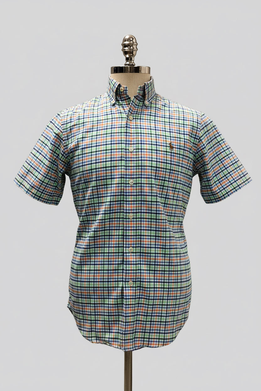 Camisa de botones Polo Ralph Lauren 🏇🏼 Oxford blanco de cuadros en color azul, verde y naranja Talla M Entalle Regular