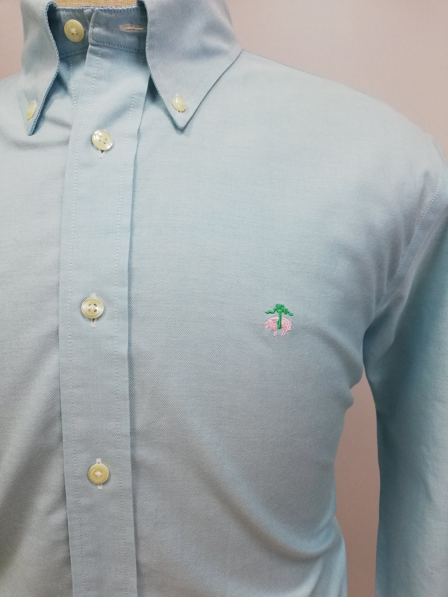 Camisa Brooks Brothers 🐑 color turquesa claro tornasol Talla L Entalle Regular