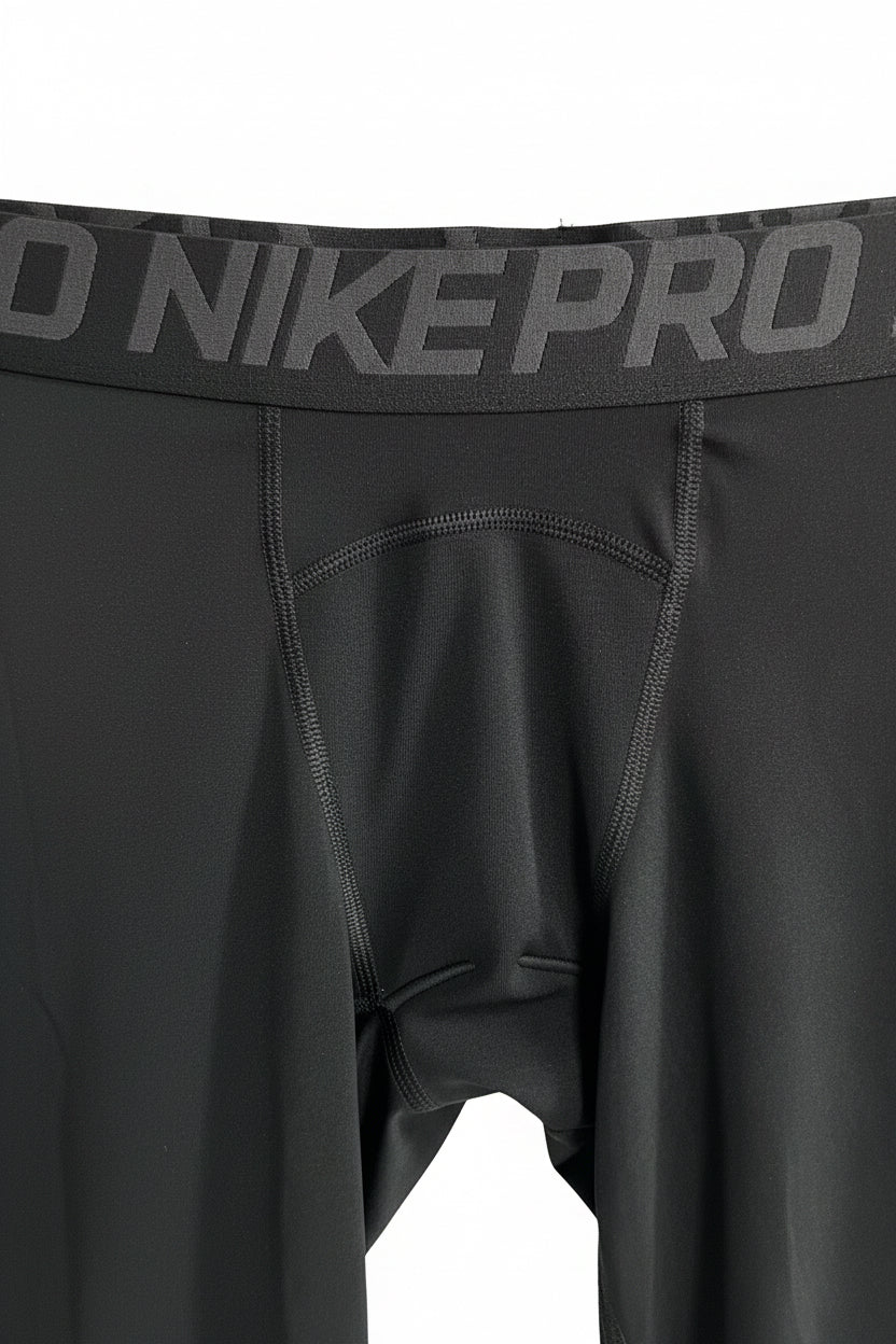 Malla de entrenamiento licra Nike ✔️ Pro Dri-FIT de 3/4 de largo para hombre en Color negro cintura gris Talla L