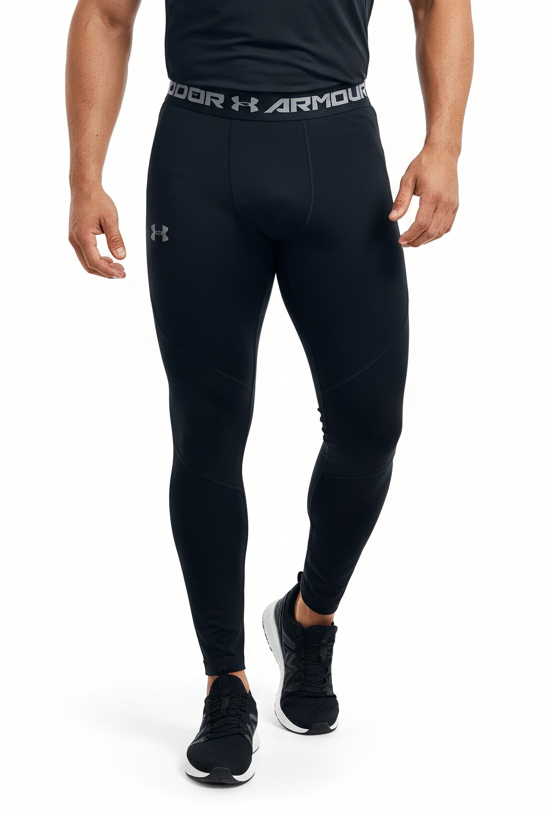 Malla de entrenamiento licra Under Armour 🏋🏽 Pro Dri-FIT para hombre en Color Negro y cintura negro y gris Talla L