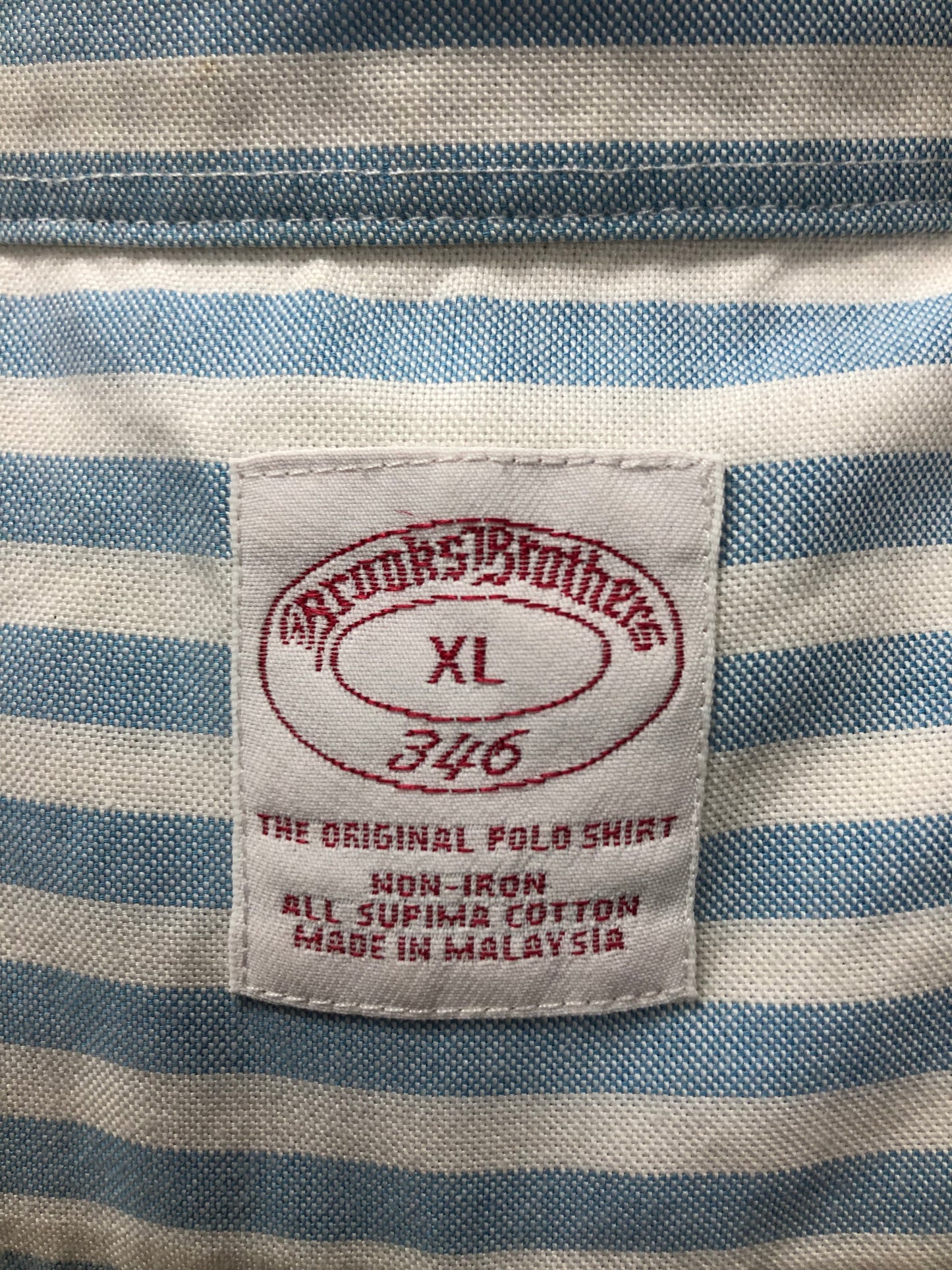 Camisa Brooks Brothers 🐑 color blanco con rayas en celeste Talla XXL Entalle Regular