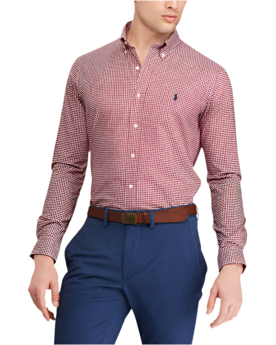 Camisa Polo Ralph Lauren 🏇🏼 Oxford con patron de cuadros gingham rojo y blanco Talla M Entalle Slim Fit