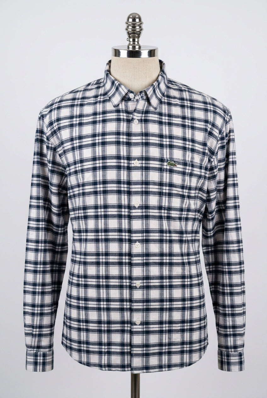 Camisa de botones Lacoste 🐊 de cuadros en color negro y blanco Talla XL Entalle Regular