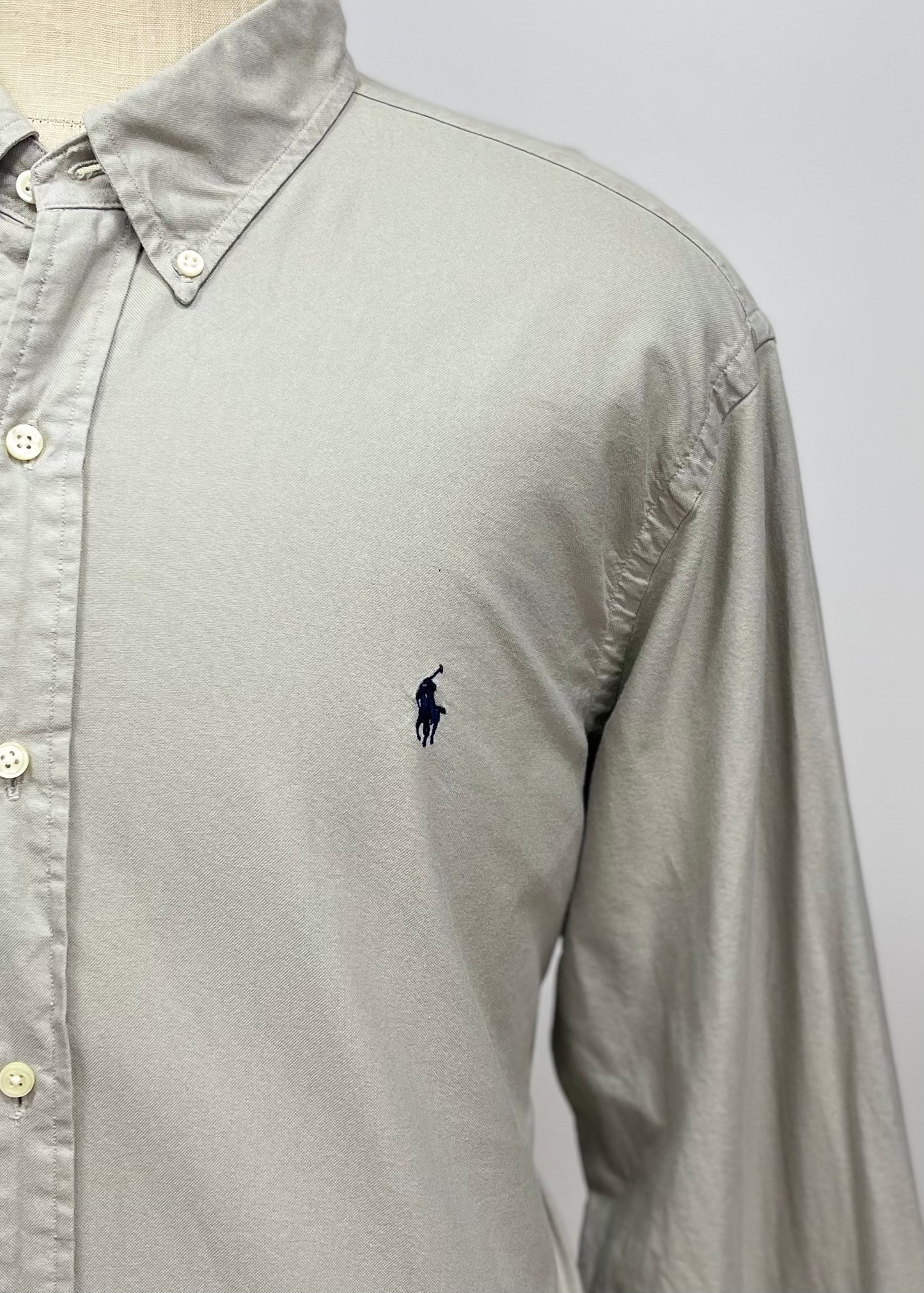 Camisa de botones Polo Ralph Lauren 🏇🏼 Oxford en color gris Talla XXL Entalle Clásico