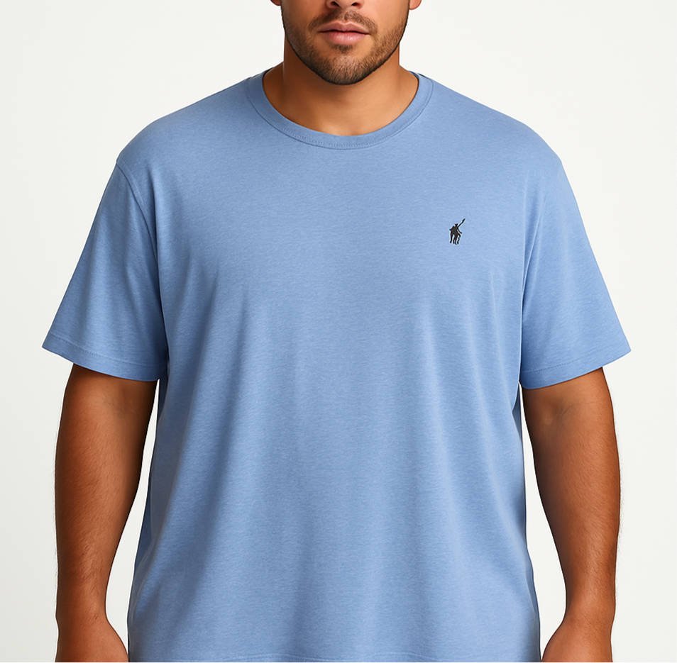 Camiseta cuello redondo Polo Ralph Lauren 🏇🏼 color celeste y logo en azul navy Talla XXL