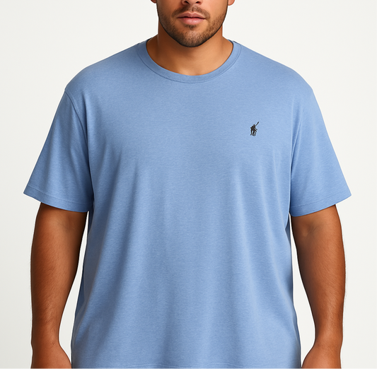 Camiseta cuello redondo Polo Ralph Lauren 🏇🏼 color celeste y logo en azul navy Talla XXL