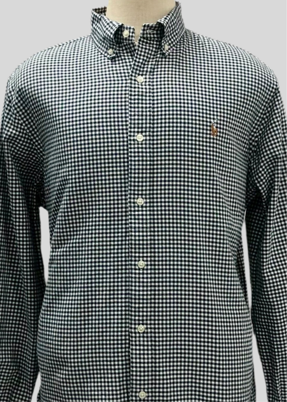 Camisa Polo Ralph Lauren 🏇🏼 de cuadros gingham negro y blanco Talla XL Entalle Clásico