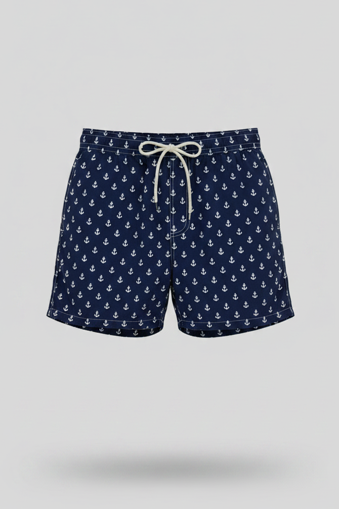 Short de baño Polo Ralph Lauren 🏇🏼color azul navy con diseño de ancla en blanco talla XL