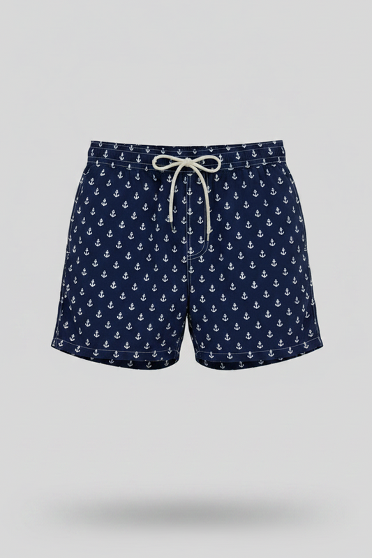Short de baño Polo Ralph Lauren 🏇🏼color azul navy con diseño de ancla en blanco talla XL