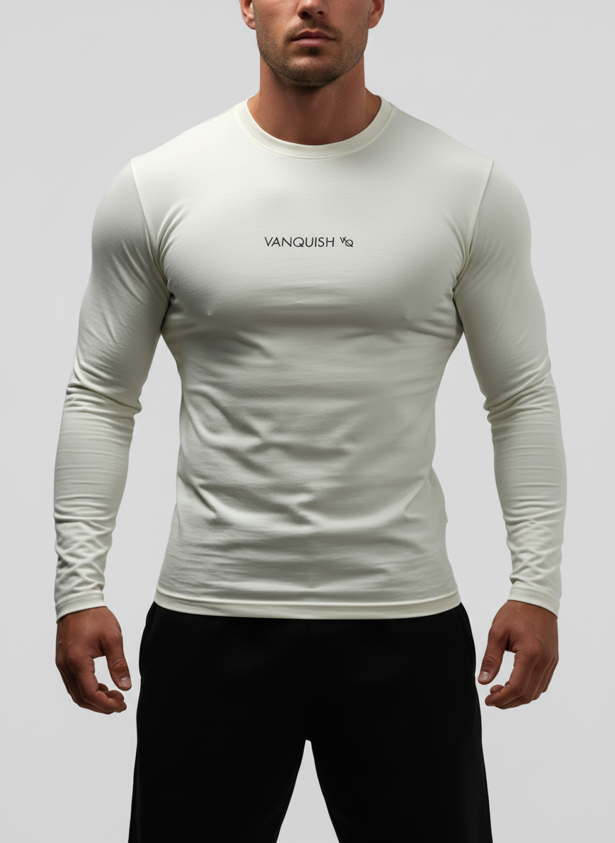 Camiseta de entrenamiento Vanquish 🏋🏽 color blanco y logo en negro Talla M