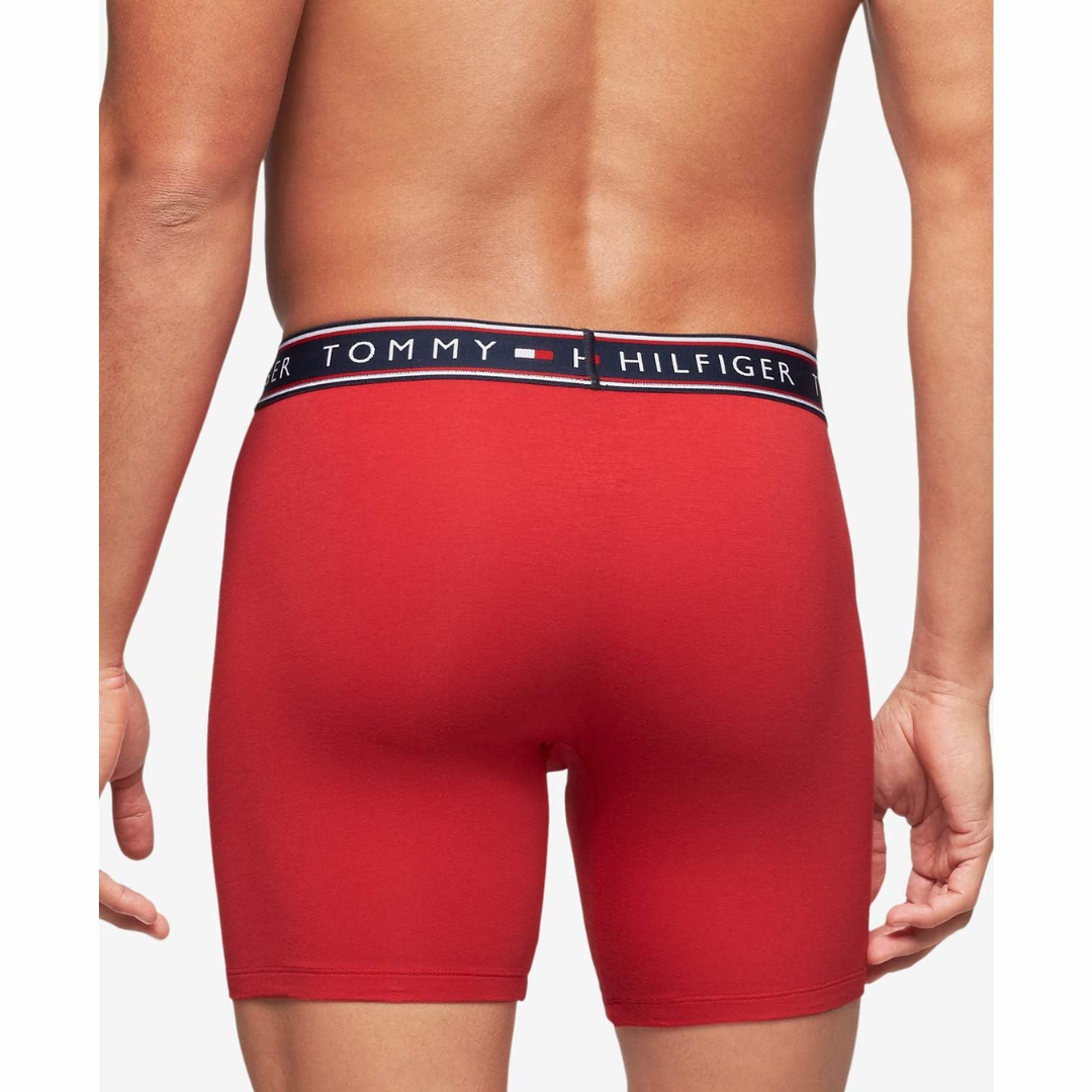 Paquete de 4 Boxer Briefs Tommy Hilfiger 🇺🇸  Tela algodón stretch color rojo, gris y negro Talla M