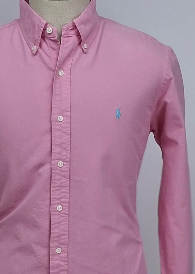 Camisa de botones Polo Ralph Lauren 🏇🏼 Oxford en color rosado intenso Talla L Entalle Regular (ver descripción)