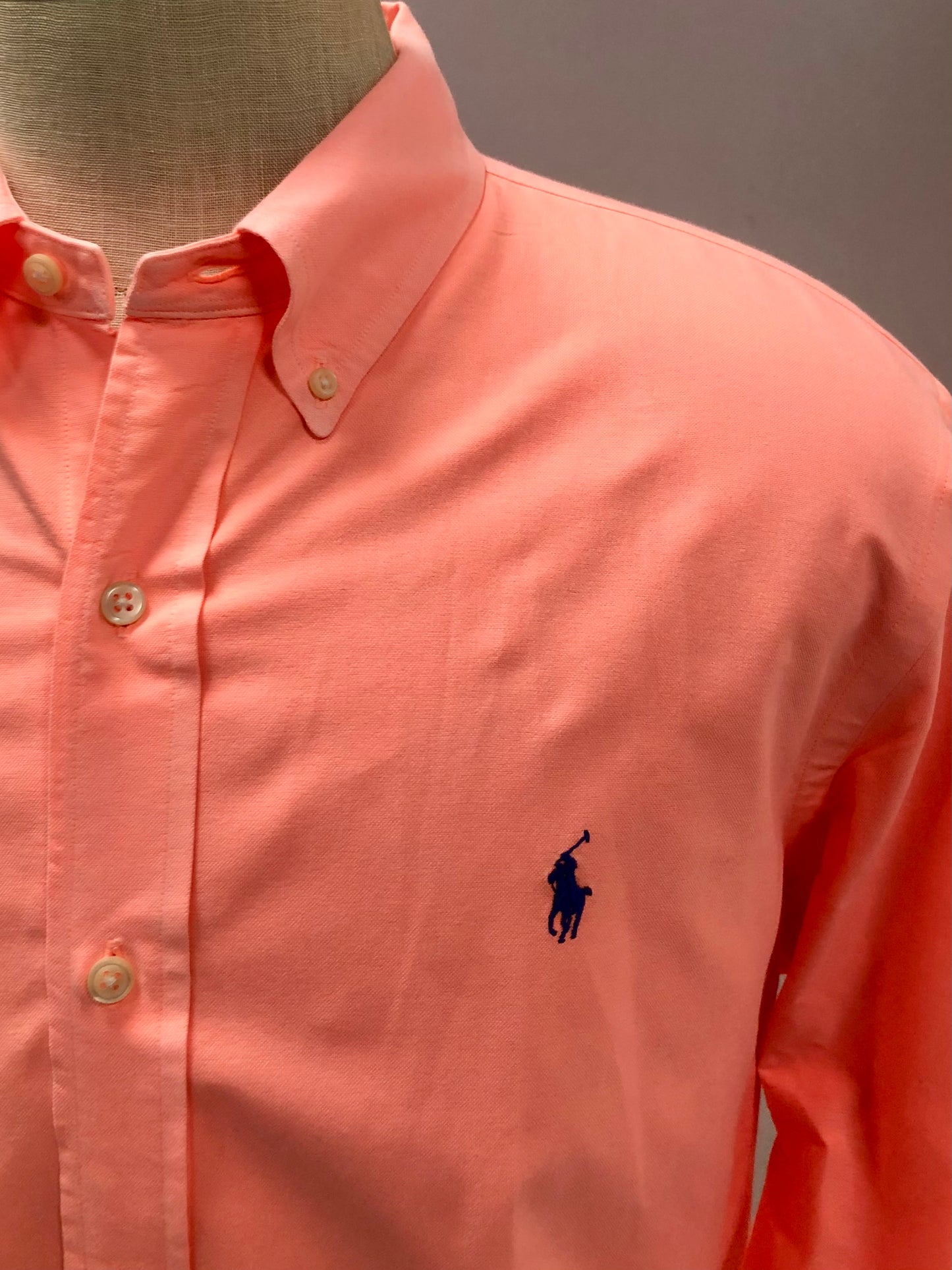 Camisa de botones Polo Ralph Lauren 🏇🏼 Oxford en color naranja neón Talla XL Entalle Regular
