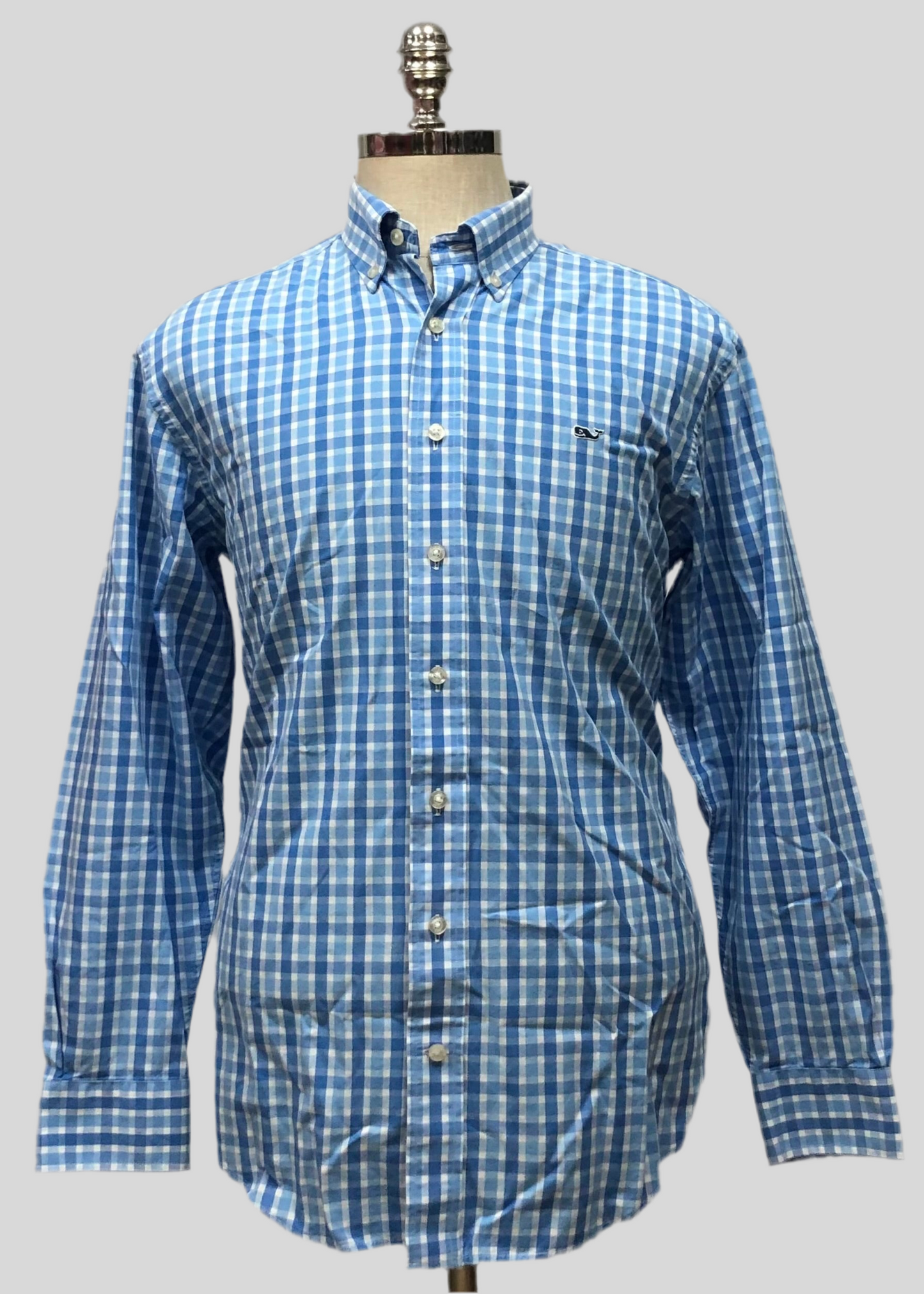 Camisa de botones Vineyard Vines 🐳 color blanco de cuadros en color azul y celeste Talla M Entalle Regular
