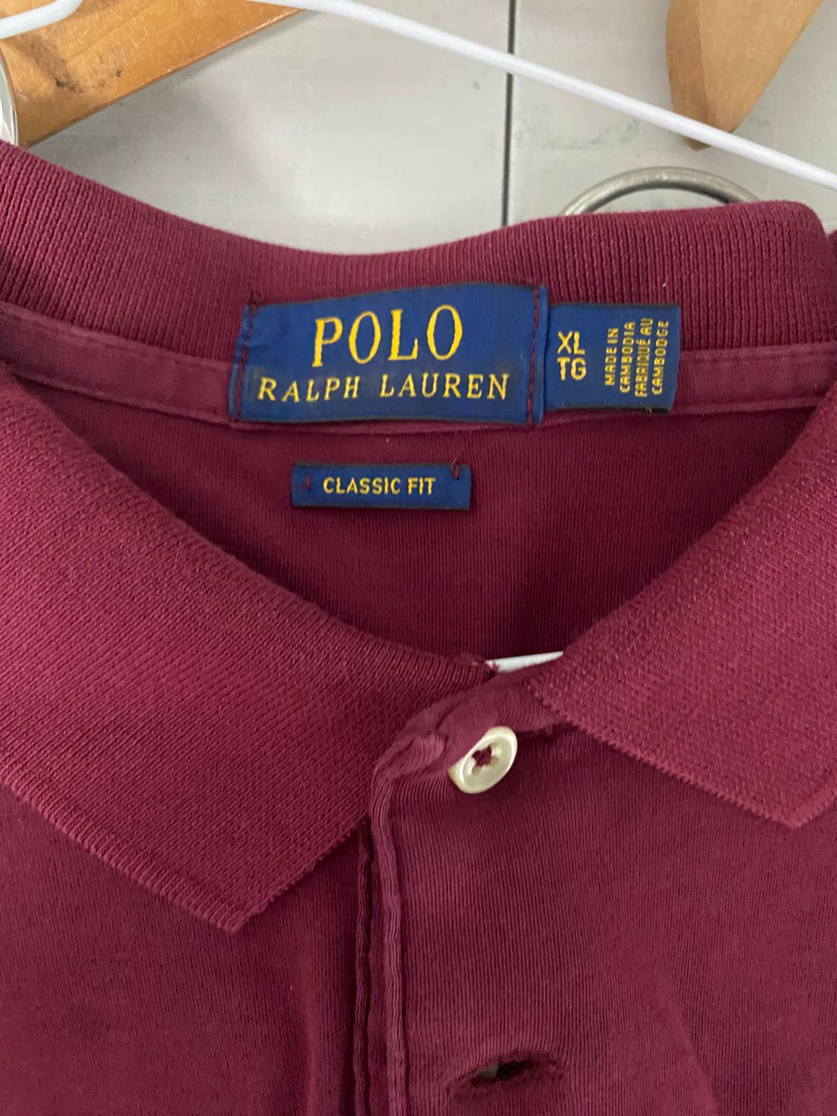 Camiseta Polo Ralph Lauren 🏇🏼 Pima color rojo oscuro Talla XL Entalle Clásico (ver descripción)