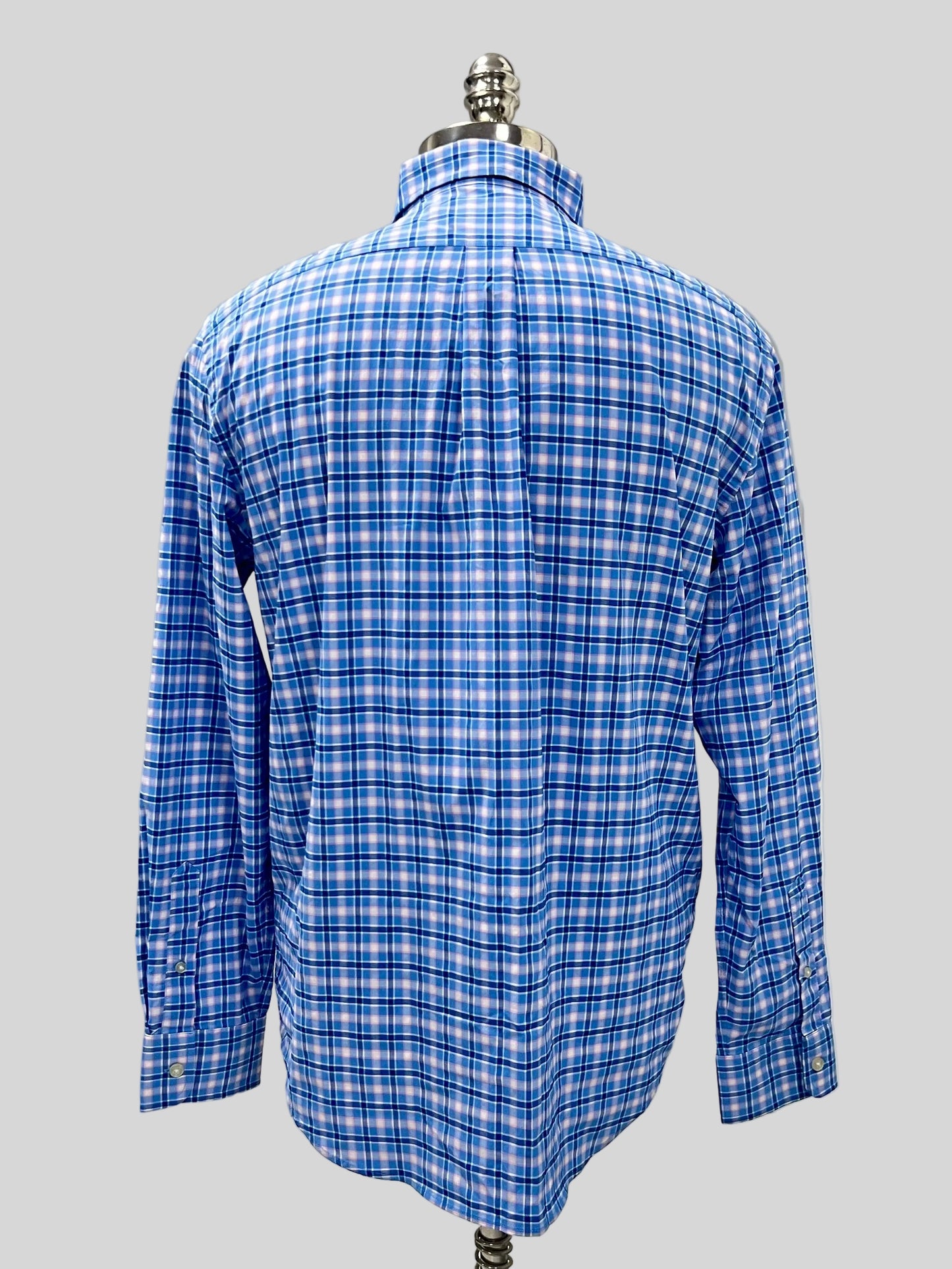 Camisa de botones Vineyard Vines 🐳 Performance de cuadros en azul, rosado y blanco Talla M Entalle Clasico
