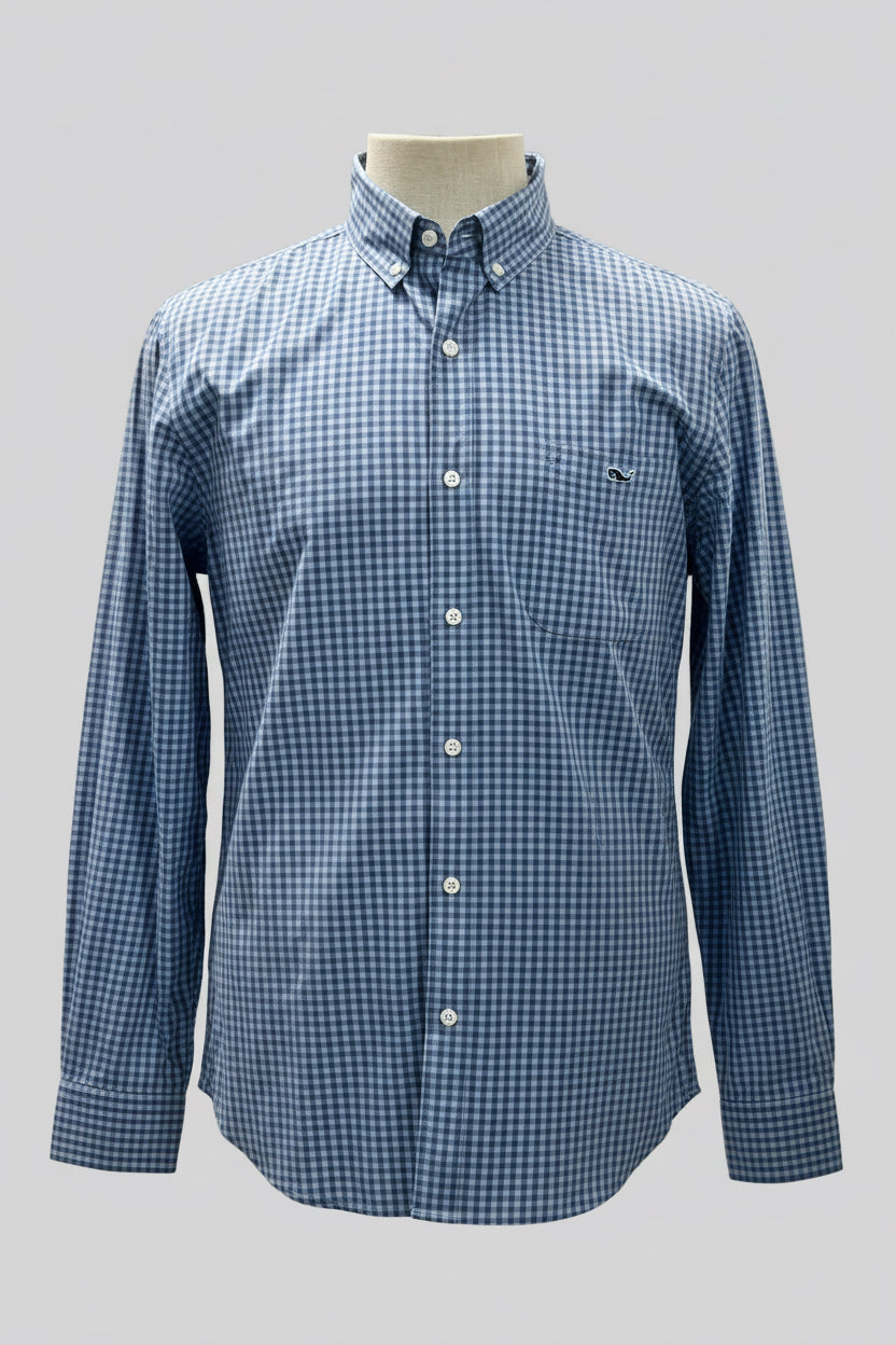 Camisa de botones Vineyard Vines 🐳 de cuadros en color azul y celeste Talla M Entalle Slim Fit