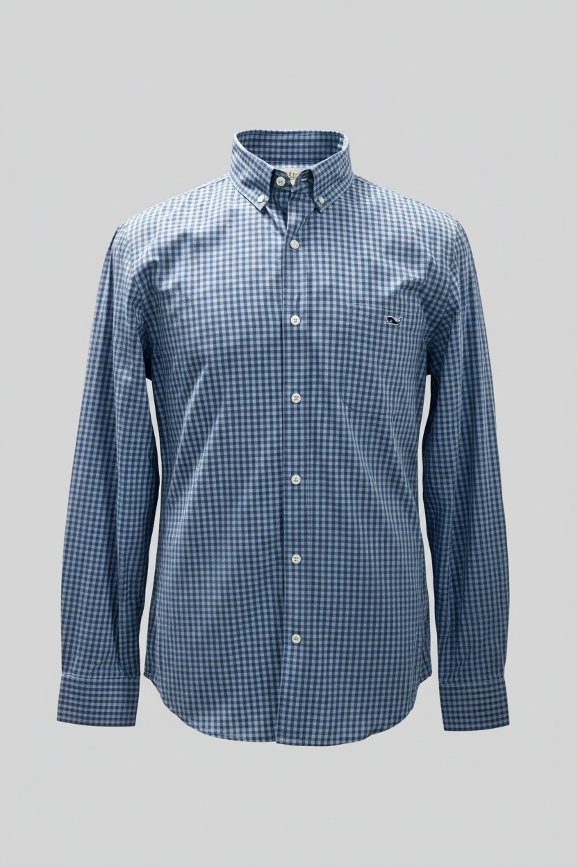 Camisa de botones Vineyard Vines 🐳 de cuadros en color azul y celeste Talla M Entalle Slim Fit